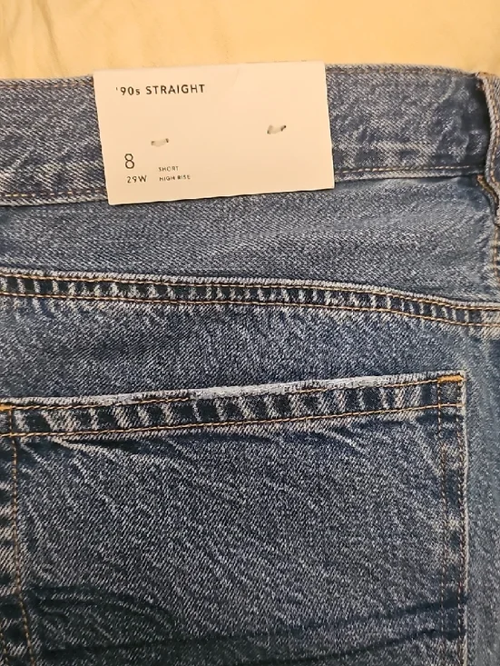 American Eagle Outfitters Light Blue Straight-Leg Jeans with Knee Distress - Picture 5 of 5